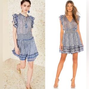 Ulla Johnson Blue Patterned Mini Dress Size 4